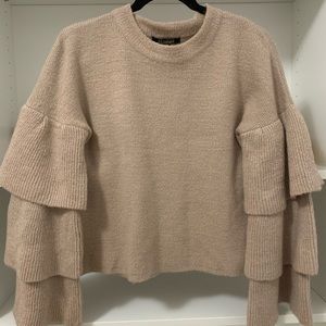 Beige bell sleeved knit top!